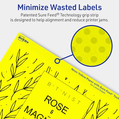 Avery Rectangle Laser/Inkjet Multipurpose Labels, 5" x 8-1/8", Neon Yellow (20/Pack)