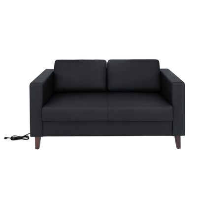 Flash Furniture Hercules Artemis LeatherSoft Reception Loveseat, Black (ZB89212SBLK)