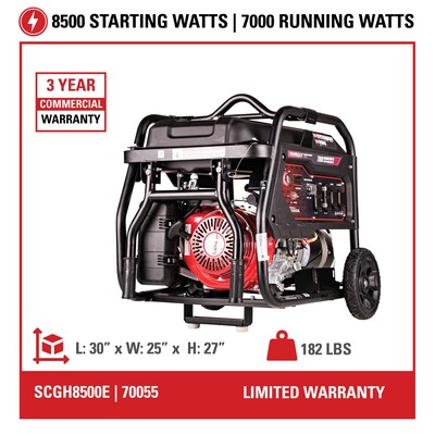 Simpson Strong Tie Industrial Portable Generator, Honda GX390 Engine, Electric Start, 7000 Watts, Black (70055)