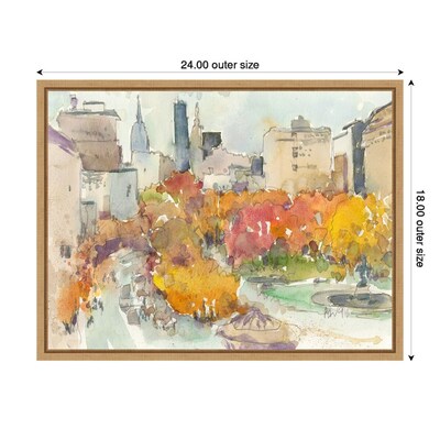 Amanti Art Autumn in New York - Study III by Samuel Dixon Framed Canvas Wall Art Print, 24" x 18" (A42675322611)