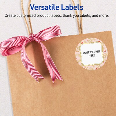 Avery Circle Multipurpose Labels, 2" Dia., White, 120/Pack (19479370481)