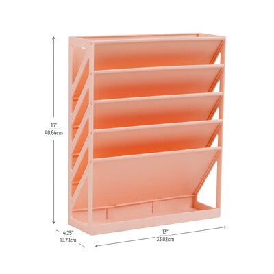 Mind Reader 5-Pocket Plastic Mountable Wall File, Letter Size, Pink (WALLANCH-PNK)