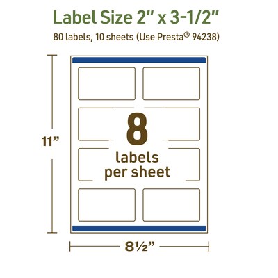 Avery Dissolvable Rectangle Multipurpose Labels, 2" x 3.5", Off-white, 80/Pack (94238)