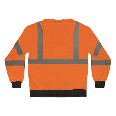 GloWear 8312BK High Visibility Long Sleeve Black Bottom Hooded Zip-Up Sweatshirt, ANSI Type R Class 3, Orange, 5XL (22949)