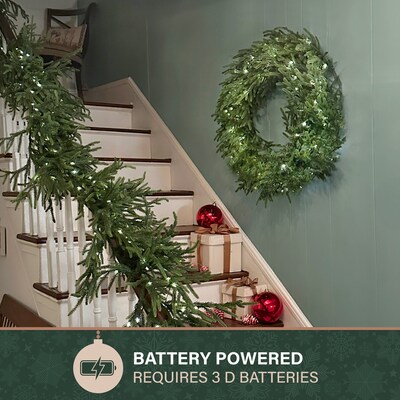 Fraser Hill Farm 36” Real Feel Pre-Lit Artificial Wreath (FFRF036W-5MGR)