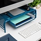 Mind Reader Monitor Stand with Paper Tray, Metal, Turquoise (MESHMONSTA-TUR)