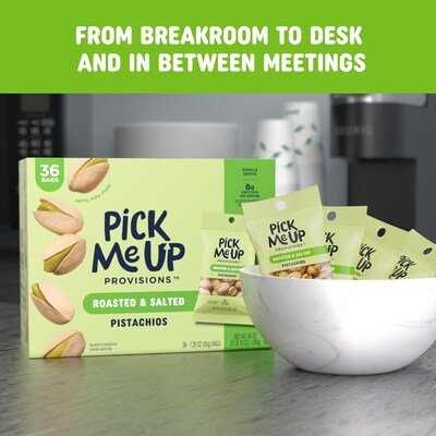 Pick Me Up Provisions™ Roasted & Salted Pistachios, In Shell, 1.25 oz., 36 Bags/Box (PM63392)