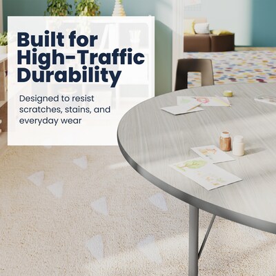 Flash Furniture Wren Horseshoe Activity Table, 66" x 60", Height Adjustable, Light Gray Top/Silver Frame (XUA6066HRSLGTP)