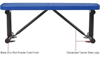 Global Industrial 4' Outdoor Steel Flat Bench, Expanded Metal, Blue (695741BL)