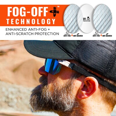 Skullerz AEGIR-AFAS-HCMI Enhanced Anti-Fog Safety Glasses/Sunglasses, Matte Gray Frame, HC Ice Blue Mirrored Lens (55231)