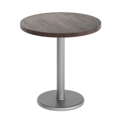 Flash Furniture Bennett 30 Round Wooden Commercial Indoor Table, Dark Brown Top/Silver Base (GSFRD30DBTR18S)