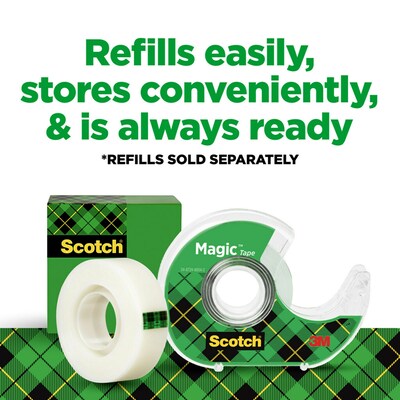 Scotch Magic Invisible Clear Tape Refill, 0.75" x 8.3 yds., 1"Core, 2 Rolls/Pack (2105)