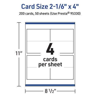 Avery Integrated Cards, 2-1/6" x 4", Glossy White, 200/Box (95330)