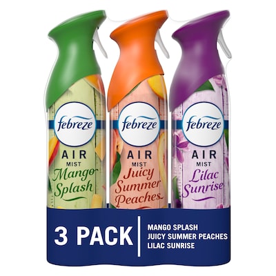 Febreze Air Mist Air Freshener Spray, Lilac Sunrise/Juicy Summer Peaches/Mango Splash Scent, 8 oz., 3/Pack (21291)