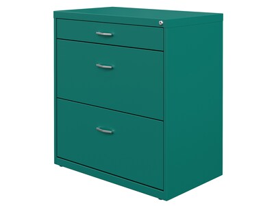 Space Solutions 3-Drawer Lateral File Cabinet, Letter/Legal Size, Lockable, 31.88"H x 30"W x 17.63"D, Teal (25074)