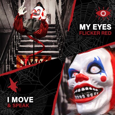 Haunted Hill Farm Life-Size Animatronic Clown Jack in the Box (HHCLOWN-22FLSA)