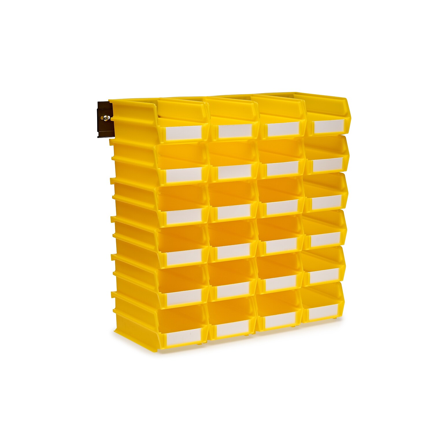 Triton Products LocBin Stackable Storage Bin, 3 x 4.12x 7.37, Yellow, 24/Pack (3-220YWS)