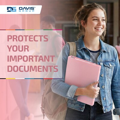 Davis Group, 2", 8.5" x 11", Round Ring View Binder, Pastel Color, Blush, 6/Pack (7413-11-06)