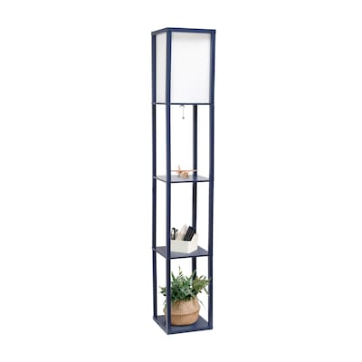 Creekwood Home Classix 62.5" Floor Lamp with Rectangular Shade, Navy Blue (CWF-3007-NV)