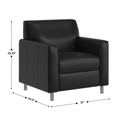 Flash Furniture Agent LeatherSoft Reception Chair, Black/Chrome Legs (BT827U1BKCHR)