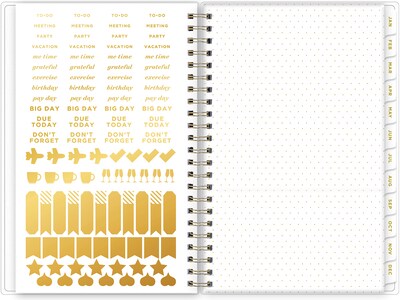 2025 Blue Sky Day Designer Tile 5" x 8" Weekly & Monthly Planner, Plastic Cover, Blue/White (101410-25)