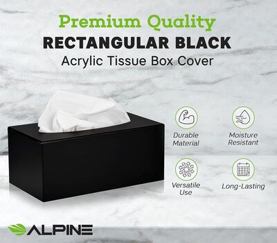Alpine Industries Black Acrylic Facial Tissue Box Containers, 2/Pack (408-BLK-2PK)