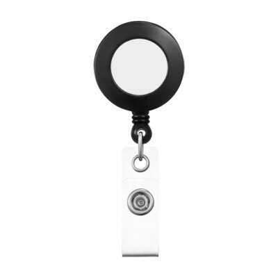 Staples Badge Reels, 33 Retractable Cord Length, Vinyl/Metal, Black, 5/Pack (18911)