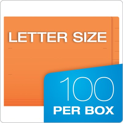 Pendaflex Recycled Heavy Duty End Tab File Folder, Straight Cut, Letter Size, Orange, 100/Box (H110DOR)