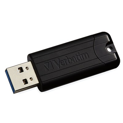 Verbatim PinStripe 16GB USB 3.2 Gen 1 Type A Flash Drive, Black (49316)