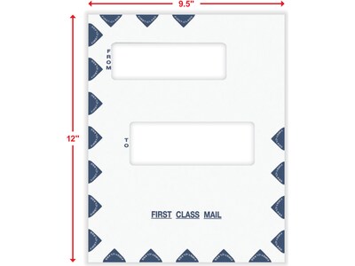 ComplyRight Moistenable Glue Tax Envelope, 9.5 x 12, White/Blue, 50/Pack (PRK37)