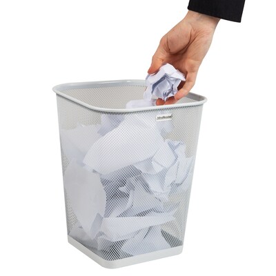 Mind Reader Metal Trash Can Without Lid, 5 Gallon, White, 2/Pack (2SQUAGA-WHT)