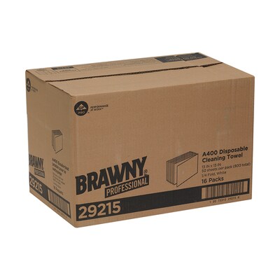 Brawny Professional A400 Cellulose Cleaning Wipers, 13 x 13, White, 800 Wipers/Box, 16/Carton (292