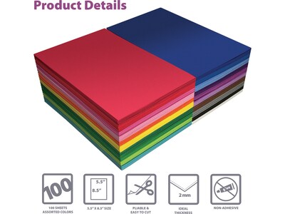 Better Office EVA Foam Sheets, Assorted Colors, 100/Pack (01200)