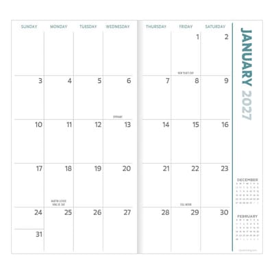 2027 TF Publishing Long Weekend 3.5 x 6.5  Monthly Standard Planner, Paperboard Cover, Multicolored (27-7034)