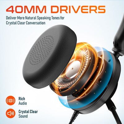 Delton 30Y MS Teams Noise-Canceling On-Ear Mono Computer Headset, USB Type-A & Type-C, Black (DWH30Y)