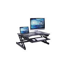 Rocelco 32 Height Adjustable Standing Desk Converter, Sit Stand Up Retractable Keyboard Riser, Blac