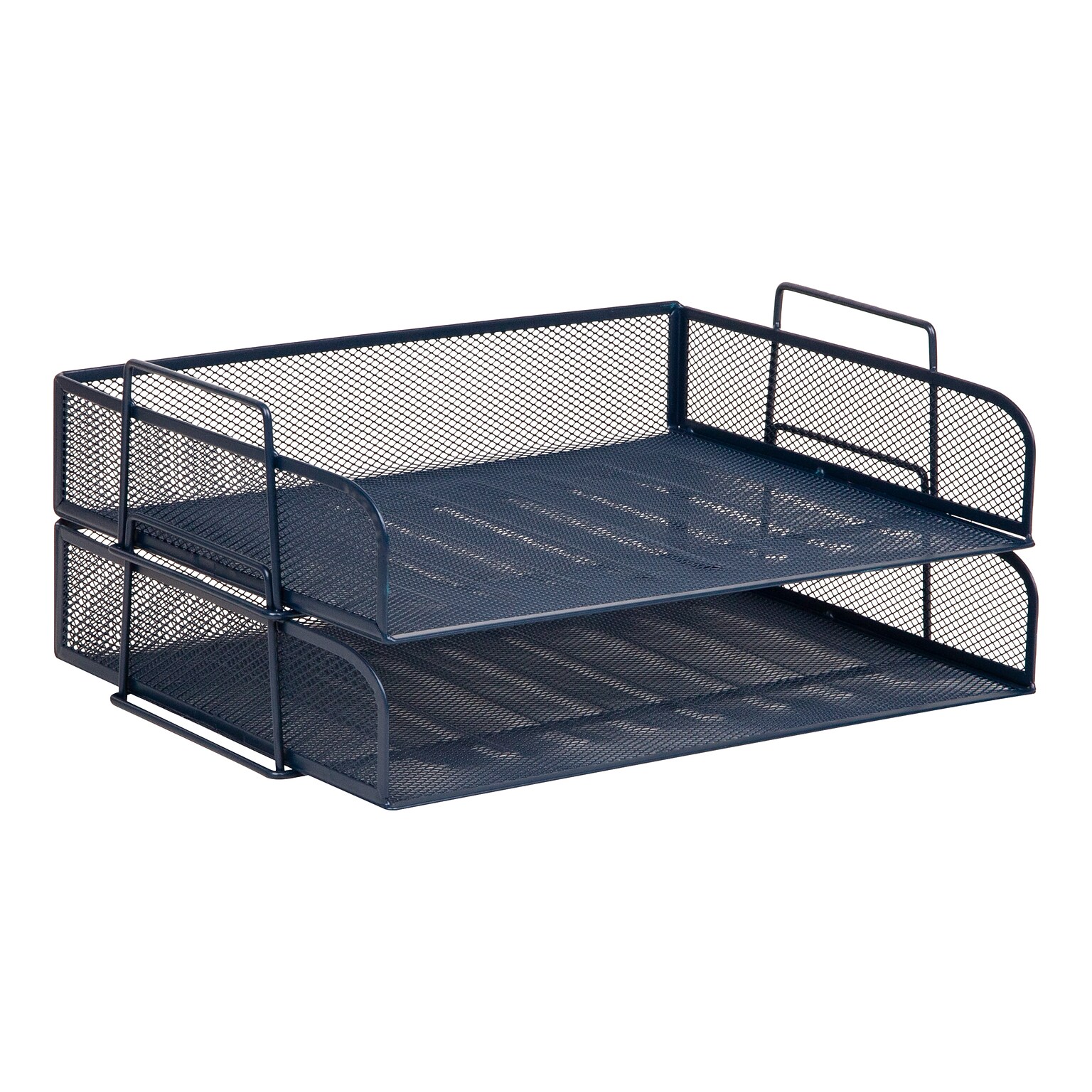 Staples Metal Mesh Side Loading Stackable Letter Tray, Letter Size, Navy Blue, 2/Pack (ST63840)