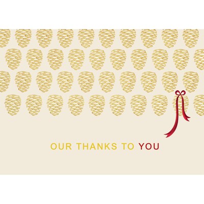 Golden Thanks Holiday Business Thank You Cards; Stock Verse Included; Boxed Set of 25 Cards and Envelopes