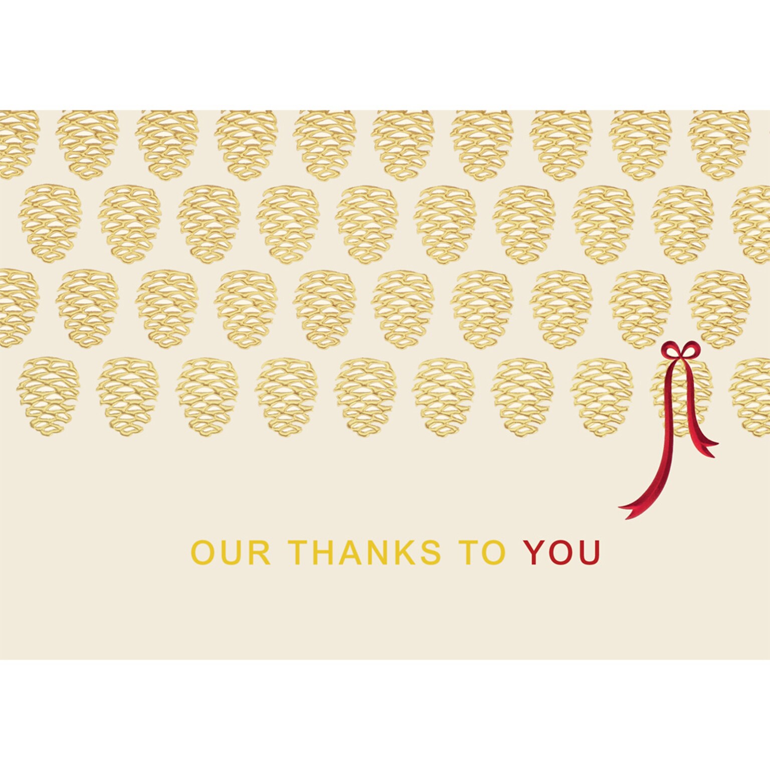 Golden Thanks Holiday Business Thank You Cards; Stock Verse Included; Boxed Set of 25 Cards and Envelopes
