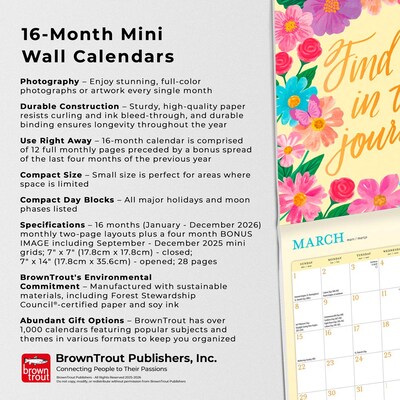 2026 BrownTrout Bonnie Marcus 7" x 7" Monthly Wall Calendar (9798330701544)