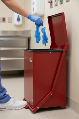 Viva Comfort Biohazard Steel Step-On Trash Can, 13 Gallon, Red (99213RMK)