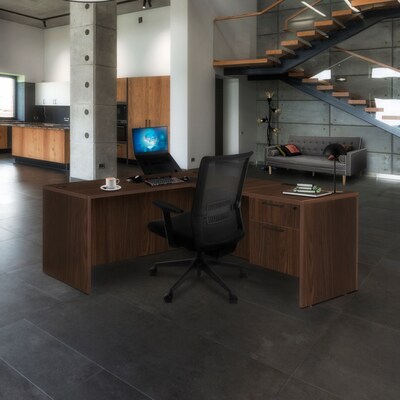 Regency Legacy 66 x 77 in. Executive L Desk Shell, Neo Walnut (LLDS663047NW)