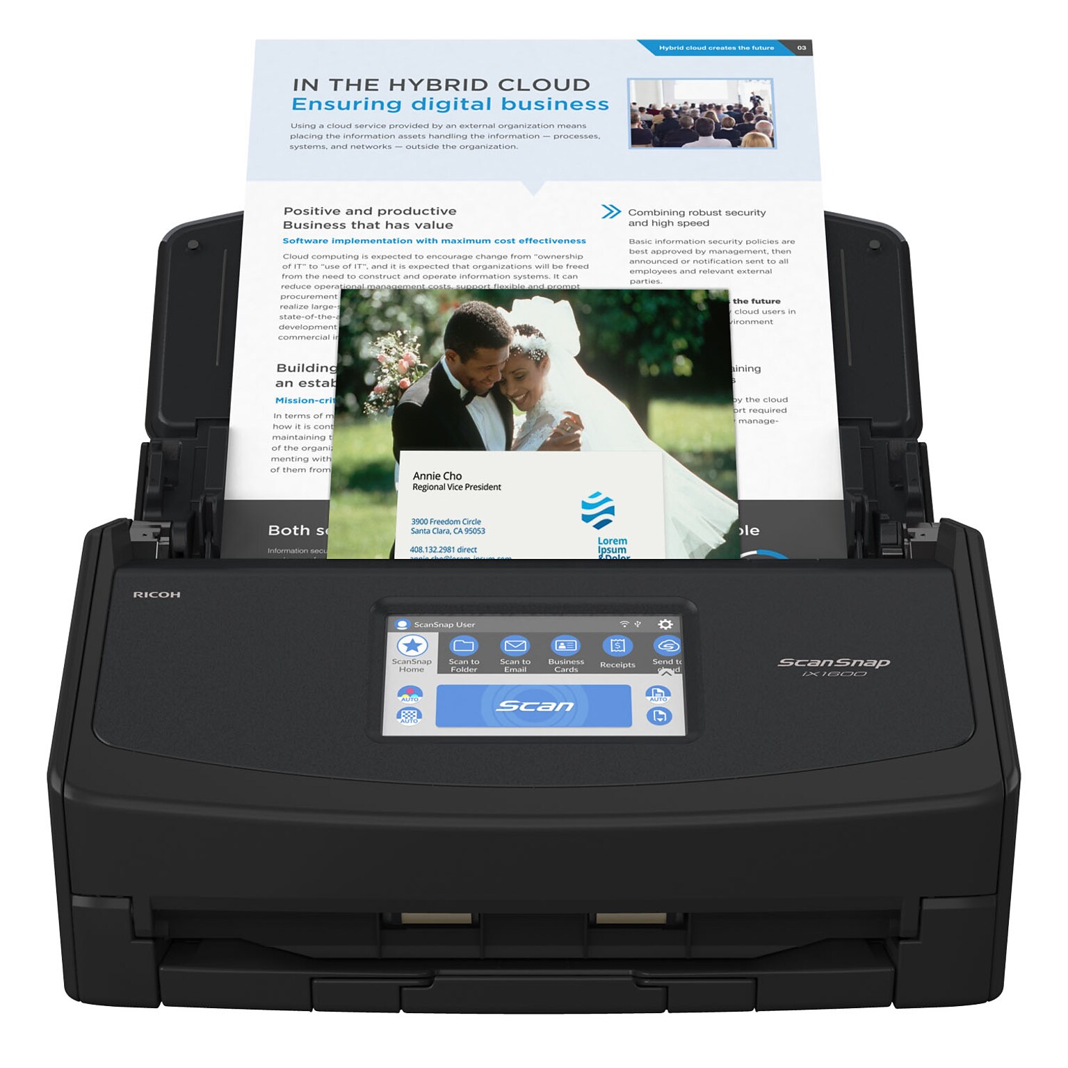RICOH ScanSnap IX1600 PA03770-B635 Wireless Duplex Document Scanner, Black