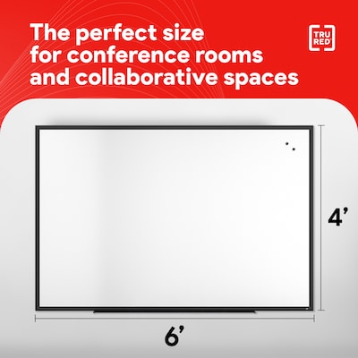TRU RED™ Magnetic Porcelain Dry Erase Board, Black Frame, 6' x 4' (TR61190)