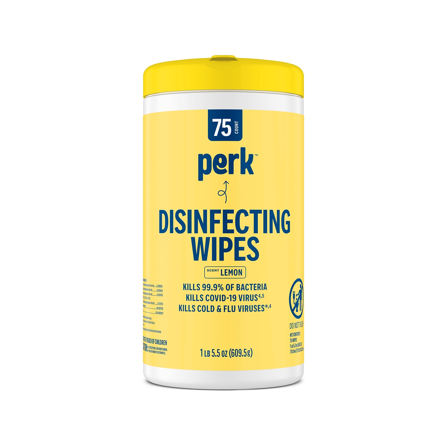 Perk™ Disinfecting Wipes, Lemon Scent, 75 Wipes/Pack (PK56665)