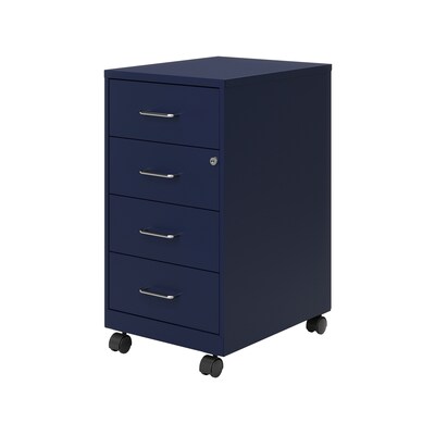 Space Solutions 18 4-Drawer Metal Mobile Organizer, Locking, Navy (25945)