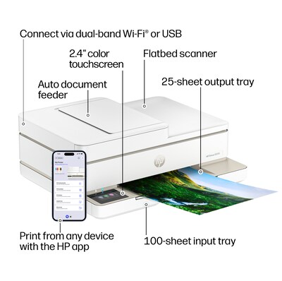 HP Envy 6555 Wireless Color All-in-One Printer, Scan, Copy, 3 Months Free Instant Ink, AI Enabled (C2XR6A)