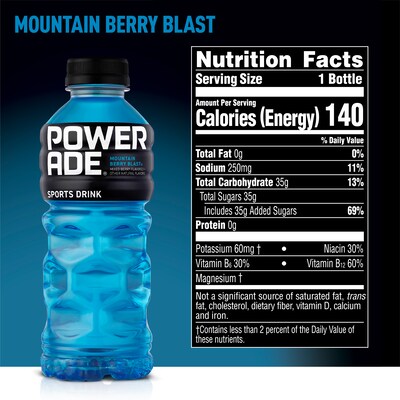 Powerade Mountain Berry Blast Liquid Sports Drink, 20 Fl. Oz., 24/Carton (00049000007909)