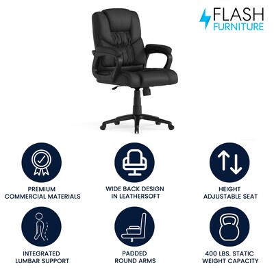 Flash Furniture Fundamentals Ergonomic LeatherSoft Swivel Big & Tall Office Chair, Black (CX1179HBK)