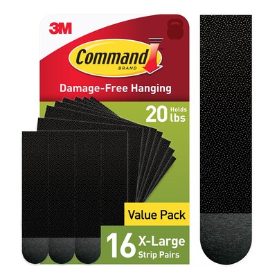 Command Extra Large Hanging Strips, 20 lb., Black, 16/Pack (17217BLK-16NA)